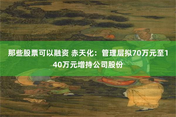 那些股票可以融资 赤天化：管理层拟70万元至140万元增持公司股份