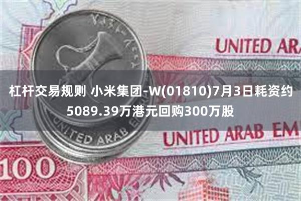 杠杆交易规则 小米集团-W(01810)7月3日耗资约5089.39万港元回购300万股