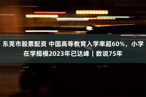 东莞市股票配资 中国高等教育入学率超60%，小学在学规模2023年已达峰｜数说75年