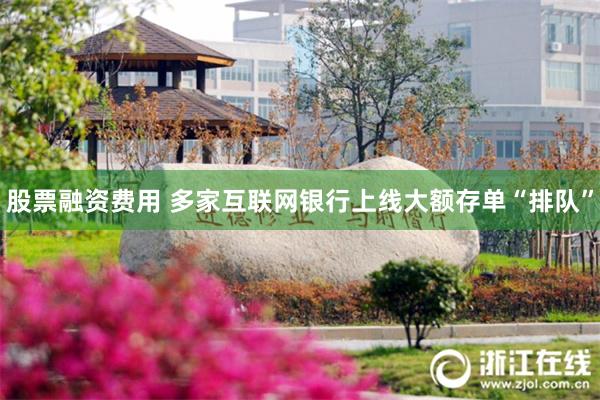 股票融资费用 多家互联网银行上线大额存单“排队”